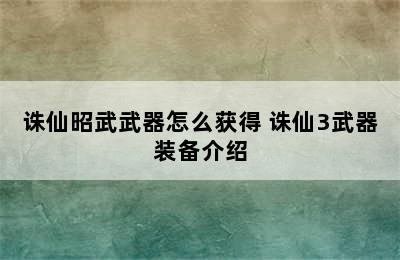 诛仙昭武武器怎么获得 诛仙3武器装备介绍